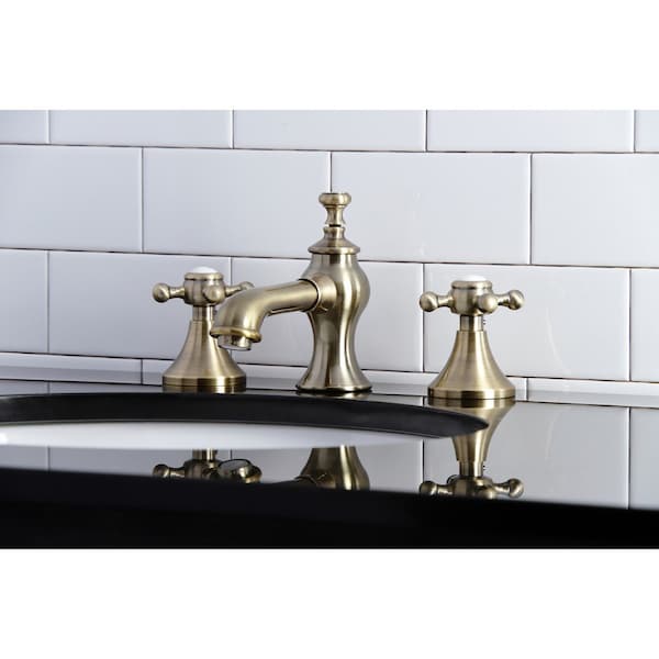 KC7063BX English Country 8 Widespread Bathroom Faucet, Antique Brass